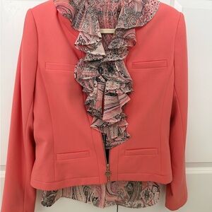 Tommy Hilfiger Coral Blazer and Ruffle Sleeveless Blouse